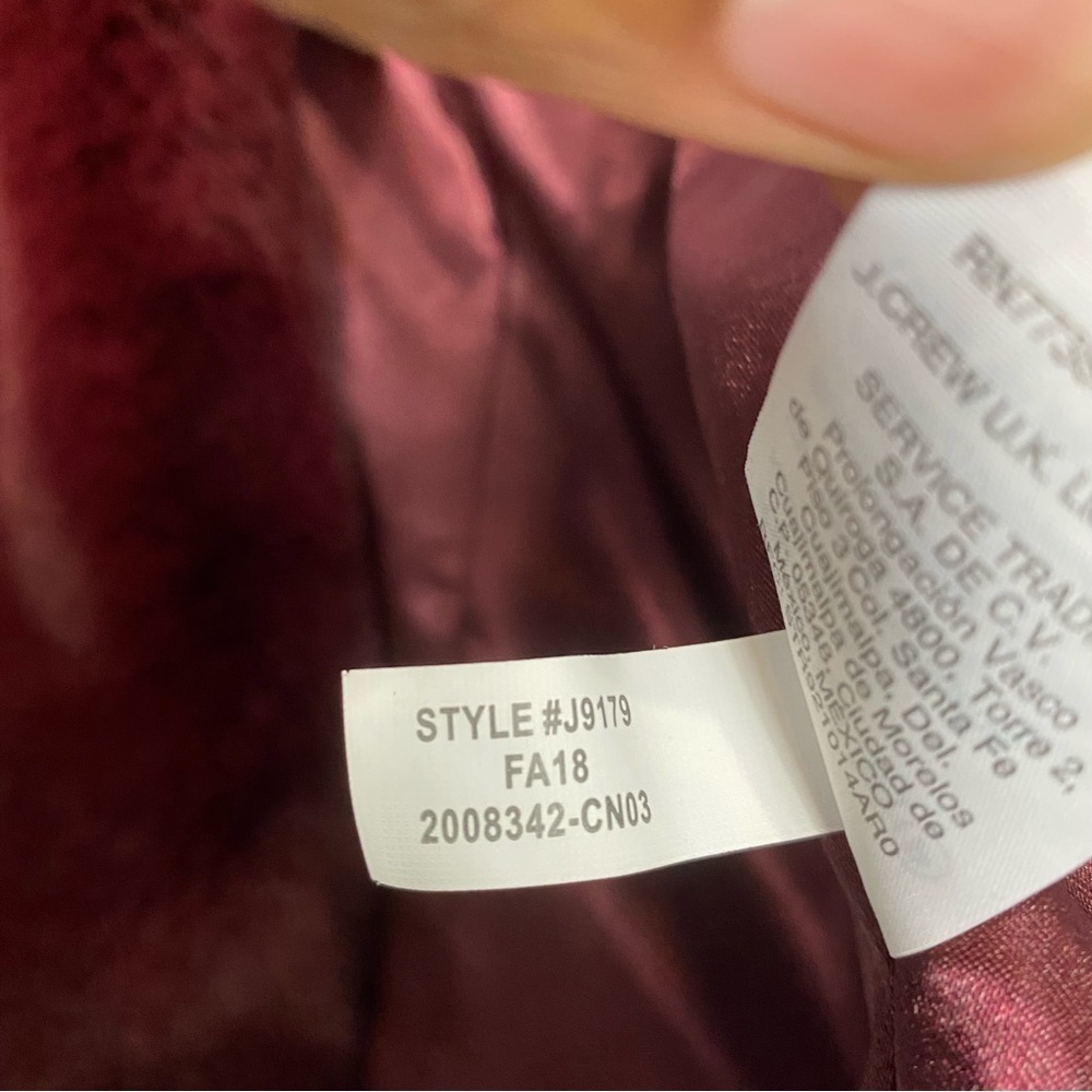 J.CREW Collection Louisa Lady Jacket Faux Fur Burgundy - Picture 9 of 9